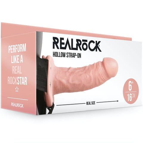 Shots America RealRock 6" Hollow Strap On without Balls - Light - Extreme Toyz Singapore - https://extremetoyz.com.sg - Sex Toys and Lingerie Online Store - Bondage Gear / Vibrators / Electrosex Toys / Wireless Remote Control Vibes / Sexy Lingerie and Role Play / BDSM / Dungeon Furnitures / Dildos and Strap Ons &nbsp;/ Anal and Prostate Massagers / Anal Douche and Cleaning Aide / Delay Sprays and Gels / Lubricants and more...