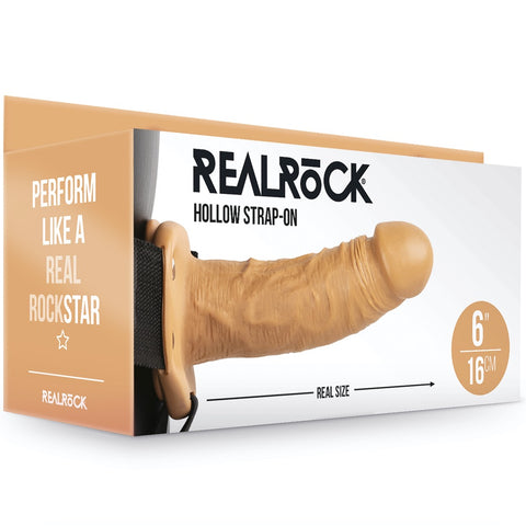 Shots America RealRock 6" Hollow Strap On without Balls - Tan - Extreme Toyz Singapore - https://extremetoyz.com.sg - Sex Toys and Lingerie Online Store - Bondage Gear / Vibrators / Electrosex Toys / Wireless Remote Control Vibes / Sexy Lingerie and Role Play / BDSM / Dungeon Furnitures / Dildos and Strap Ons &nbsp;/ Anal and Prostate Massagers / Anal Douche and Cleaning Aide / Delay Sprays and Gels / Lubricants and more...