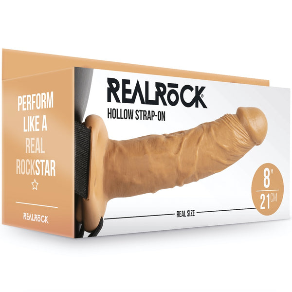 Shots America RealRock 8" Hollow Strap On without Balls - Tan - Extreme Toyz Singapore - https://extremetoyz.com.sg - Sex Toys and Lingerie Online Store - Bondage Gear / Vibrators / Electrosex Toys / Wireless Remote Control Vibes / Sexy Lingerie and Role Play / BDSM / Dungeon Furnitures / Dildos and Strap Ons &nbsp;/ Anal and Prostate Massagers / Anal Douche and Cleaning Aide / Delay Sprays and Gels / Lubricants and more...