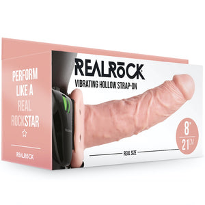 Shots America RealRock 8" Vibrating Hollow Strap On without Balls - Light - Extreme Toyz Singapore - https://extremetoyz.com.sg - Sex Toys and Lingerie Online Store - Bondage Gear / Vibrators / Electrosex Toys / Wireless Remote Control Vibes / Sexy Lingerie and Role Play / BDSM / Dungeon Furnitures / Dildos and Strap Ons &nbsp;/ Anal and Prostate Massagers / Anal Douche and Cleaning Aide / Delay Sprays and Gels / Lubricants and more...