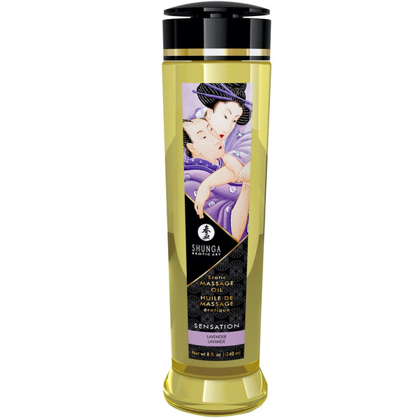 SHUNGA Erotic Massage Oil Sensation - Lavender 240ml - Extreme Toyz Singapore - https://extremetoyz.com.sg - Sex Toys and Lingerie Online Store - Bondage Gear / Vibrators / Electrosex Toys / Wireless Remote Control Vibes / Sexy Lingerie and Role Play / BDSM / Dungeon Furnitures / Dildos and Strap Ons &nbsp;/ Anal and Prostate Massagers / Anal Douche and Cleaning Aide / Delay Sprays and Gels / Lubricants and more...