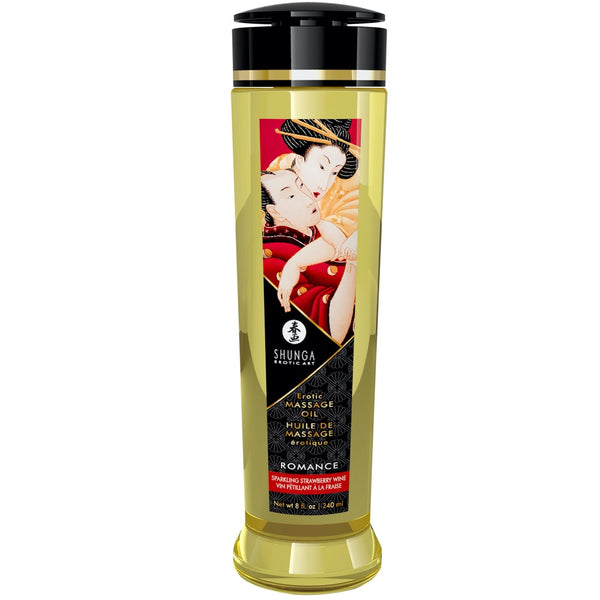 SHUNGA Erotic Massage Oil Romance  - Sparkling Strawberry Wine 240ml - Extreme Toyz Singapore - https://extremetoyz.com.sg - Sex Toys and Lingerie Online Store - Bondage Gear / Vibrators / Electrosex Toys / Wireless Remote Control Vibes / Sexy Lingerie and Role Play / BDSM / Dungeon Furnitures / Dildos and Strap Ons &nbsp;/ Anal and Prostate Massagers / Anal Douche and Cleaning Aide / Delay Sprays and Gels / Lubricants and more...