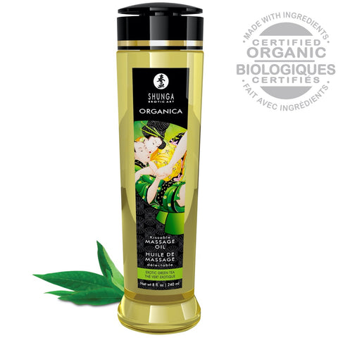 SHUNGA Organica Kissable Massage Oil - Exotic Green Tea 240ml - Extreme Toyz Singapore - https://extremetoyz.com.sg - Sex Toys and Lingerie Online Store - Bondage Gear / Vibrators / Electrosex Toys / Wireless Remote Control Vibes / Sexy Lingerie and Role Play / BDSM / Dungeon Furnitures / Dildos and Strap Ons &nbsp;/ Anal and Prostate Massagers / Anal Douche and Cleaning Aide / Delay Sprays and Gels / Lubricants and more...