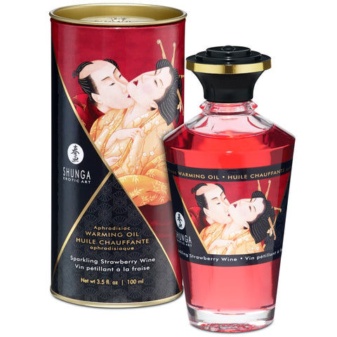 SHUNGA Aphrodisiac Warming Oil - Sparkling Strawberry Wine 100ml - Extreme Toyz Singapore - https://extremetoyz.com.sg - Sex Toys and Lingerie Online Store - Bondage Gear / Vibrators / Electrosex Toys / Wireless Remote Control Vibes / Sexy Lingerie and Role Play / BDSM / Dungeon Furnitures / Dildos and Strap Ons &nbsp;/ Anal and Prostate Massagers / Anal Douche and Cleaning Aide / Delay Sprays and Gels / Lubricants and more...