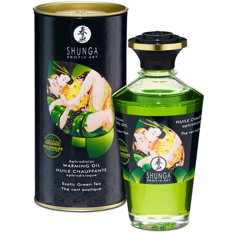 SHUNGA Aphrodisiac Warming Oil - Exotic Green Tea 100ml - Extreme Toyz Singapore - https://extremetoyz.com.sg - Sex Toys and Lingerie Online Store - Bondage Gear / Vibrators / Electrosex Toys / Wireless Remote Control Vibes / Sexy Lingerie and Role Play / BDSM / Dungeon Furnitures / Dildos and Strap Ons &nbsp;/ Anal and Prostate Massagers / Anal Douche and Cleaning Aide / Delay Sprays and Gels / Lubricants and more...