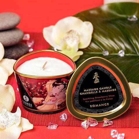 SHUNGA Massage Candle Romance - Sparkling Strawberry Wine - Extreme Toyz Singapore - https://extremetoyz.com.sg - Sex Toys and Lingerie Online Store - Bondage Gear / Vibrators / Electrosex Toys / Wireless Remote Control Vibes / Sexy Lingerie and Role Play / BDSM / Dungeon Furnitures / Dildos and Strap Ons &nbsp;/ Anal and Prostate Massagers / Anal Douche and Cleaning Aide / Delay Sprays and Gels / Lubricants and more...