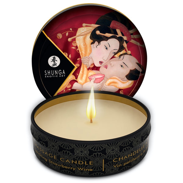 SHUNGA Mini Massage Candle Romance - Sparkling Strawberry Wine - Extreme Toyz Singapore - https://extremetoyz.com.sg - Sex Toys and Lingerie Online Store - Bondage Gear / Vibrators / Electrosex Toys / Wireless Remote Control Vibes / Sexy Lingerie and Role Play / BDSM / Dungeon Furnitures / Dildos and Strap Ons &nbsp;/ Anal and Prostate Massagers / Anal Douche and Cleaning Aide / Delay Sprays and Gels / Lubricants and more...