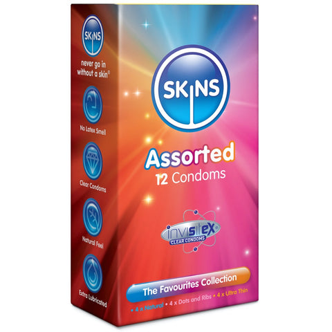 Skins Assorted Condoms - 12 Pack - Extreme Toyz Singapore - https://extremetoyz.com.sg - Sex Toys and Lingerie Online Store