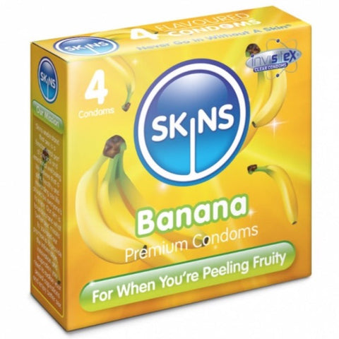  Skins Banana Condoms - 4 Pack - Extreme Toyz Singapore - https://extremetoyz.com.sg - Sex Toys and Lingerie Online Store 