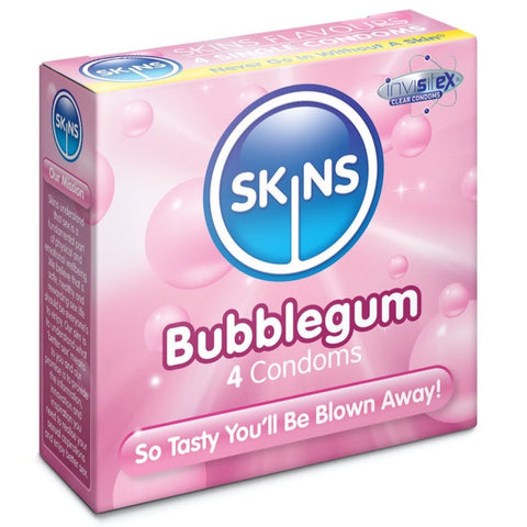 Skins Bubblegum Condoms - 4 Pack - Extreme Toyz Singapore - https://extremetoyz.com.sg - Sex Toys and Lingerie Online Store