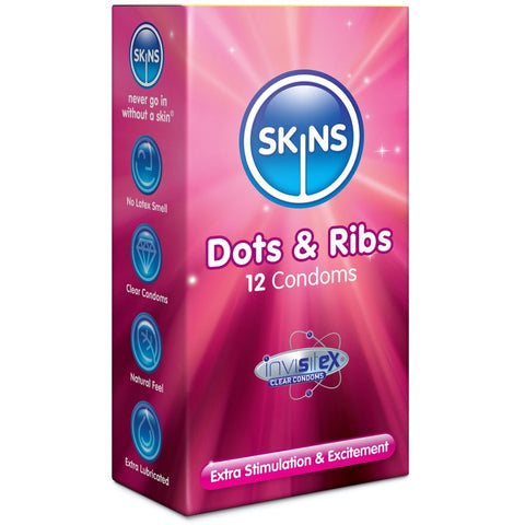 Skins Dots & Ribs Condoms - 12 Pack - Extreme Toyz Singapore - https://extremetoyz.com.sg - Sex Toys and Lingerie Online Store 