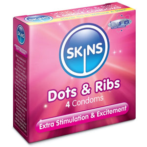 Skins Dots & Ribs Condoms - 4 Pack - Extreme Toyz Singapore - https://extremetoyz.com.sg - Sex Toys and Lingerie Online Store