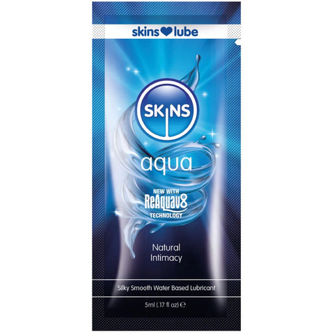 SKINS Aqua Silky Smooth Water-Based Lube Sachet - 5ml - Extreme Toyz Singapore - https://extremetoyz.com.sg - Sex Toys and Lingerie Online Store - Bondage Gear / Vibrators / Electrosex Toys / Wireless Remote Control Vibes / Sexy Lingerie and Role Play / BDSM / Dungeon Furnitures / Dildos and Strap Ons  / Anal and Prostate Massagers / Anal Douche and Cleaning Aide / Delay Sprays and Gels / Lubricants and more...