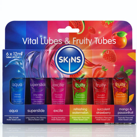 SKINS Vital & Fruity Lubes 6 Pack - Extreme Toyz Singapore - https://extremetoyz.com.sg - Sex Toys and Lingerie Online Store - Bondage Gear / Vibrators / Electrosex Toys / Wireless Remote Control Vibes / Sexy Lingerie and Role Play / BDSM / Dungeon Furnitures / Dildos and Strap Ons  / Anal and Prostate Massagers / Anal Douche and Cleaning Aide / Delay Sprays and Gels / Lubricants and more...