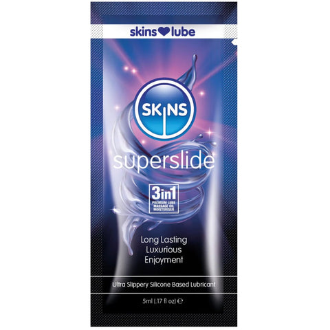 SKINS SuperSlide 3-In-1 Ultra Slippery Silicone-Based Lube Sachet - 5ml - Extreme Toyz Singapore - https://extremetoyz.com.sg - Sex Toys and Lingerie Online Store - Bondage Gear / Vibrators / Electrosex Toys / Wireless Remote Control Vibes / Sexy Lingerie and Role Play / BDSM / Dungeon Furnitures / Dildos and Strap Ons  / Anal and Prostate Massagers / Anal Douche and Cleaning Aide / Delay Sprays and Gels / Lubricants and more...