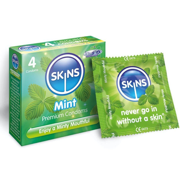 Skins Mint Condoms - 4 Pack - Extreme Toyz Singapore - https://extremetoyz.com.sg - Sex Toys and Lingerie Online Store