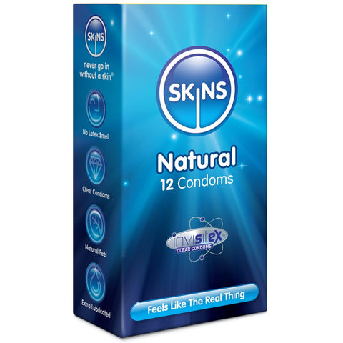 Skins Natural Condoms - 12 Pack - Extreme Toyz Singapore - https://extremetoyz.com.sg - Sex Toys and Lingerie Online Store
