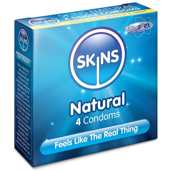 Skins Natural Condoms - 4 Pack - Extreme Toyz Singapore - https://extremetoyz.com.sg - Sex Toys and Lingerie Online Store