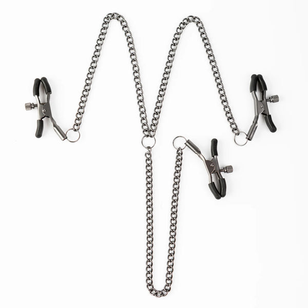 Triple Tease Adjustable Nipple Clamps and Clit Clamp