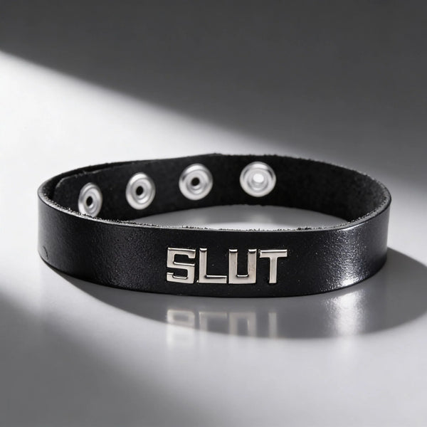 Leather ID Collar - Slut