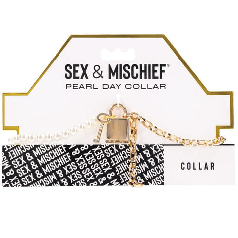 Sex & Mischief Pearl Day Lockable Collar with Key