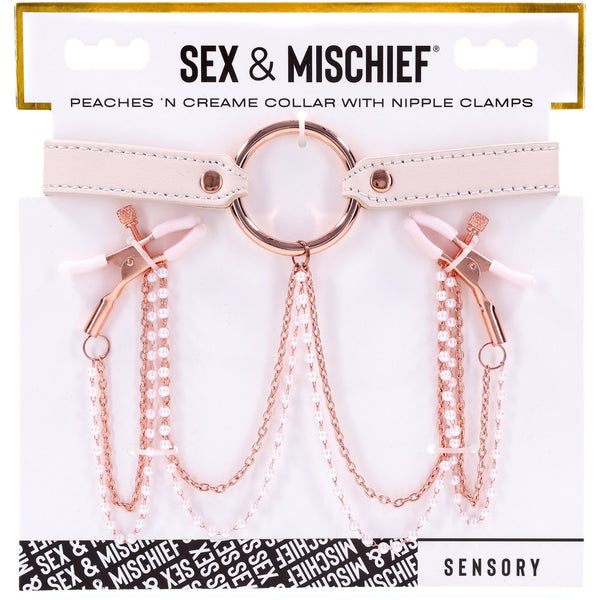 Sportsheets Sex & Mischief: Peaches ‘n CreaMe Collar with Nipple Clamps - Extreme Toyz Singapore - https://extremetoyz.com.sg - Sex Toys and Lingerie Online Store - Bondage Gear / Vibrators / Electrosex Toys / Wireless Remote Control Vibes / Sexy Lingerie and Role Play / BDSM / Dungeon Furnitures / Dildos and Strap Ons &nbsp;/ Anal and Prostate Massagers / Anal Douche and Cleaning Aide / Delay Sprays and Gels / Lubricants and more...