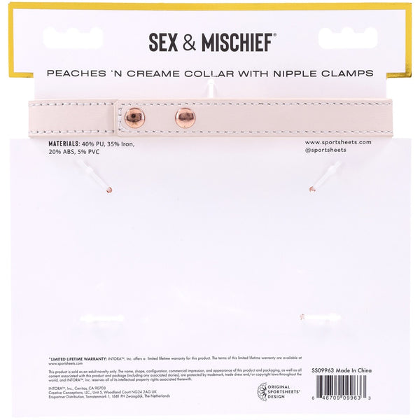 Sportsheets Sex & Mischief: Peaches ‘n CreaMe Collar with Nipple Clamps - Extreme Toyz Singapore - https://extremetoyz.com.sg - Sex Toys and Lingerie Online Store - Bondage Gear / Vibrators / Electrosex Toys / Wireless Remote Control Vibes / Sexy Lingerie and Role Play / BDSM / Dungeon Furnitures / Dildos and Strap Ons &nbsp;/ Anal and Prostate Massagers / Anal Douche and Cleaning Aide / Delay Sprays and Gels / Lubricants and more...