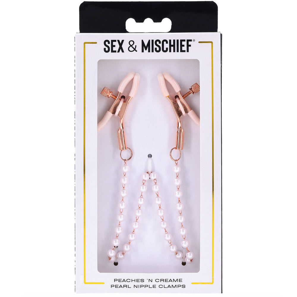 Sportsheets Sex & Mischief: Peaches ‘n CreaMe Pearl Nipple Clamps - Extreme Toyz Singapore - https://extremetoyz.com.sg - Sex Toys and Lingerie Online Store - Bondage Gear / Vibrators / Electrosex Toys / Wireless Remote Control Vibes / Sexy Lingerie and Role Play / BDSM / Dungeon Furnitures / Dildos and Strap Ons &nbsp;/ Anal and Prostate Massagers / Anal Douche and Cleaning Aide / Delay Sprays and Gels / Lubricants and more...