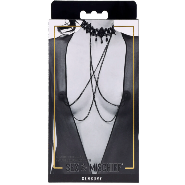 Sex & Mischief: Lace Collection Lace Collar with Nipple Ties