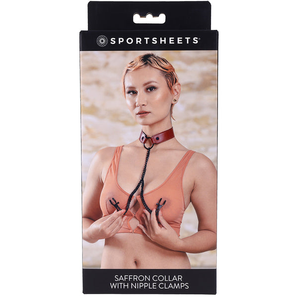 Sportsheets Saffron Collar with Nipple Clamps - Extreme Toyz Singapore - https://extremetoyz.com.sg - Sex Toys and Lingerie Online Store - Bondage Gear / Vibrators / Electrosex Toys / Wireless Remote Control Vibes / Sexy Lingerie and Role Play / BDSM / Dungeon Furnitures / Dildos and Strap Ons &nbsp;/ Anal and Prostate Massagers / Anal Douche and Cleaning Aide / Delay Sprays and Gels / Lubricants and more...