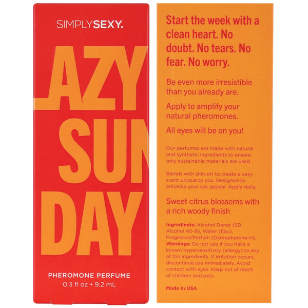 Classic Brands SIMPLY SEXY Lazy Sunday Pheromone Perfume - 9.2ml - Extreme Toyz Singapore - https://extremetoyz.com.sg - Sex Toys and Lingerie Online Store - Bondage Gear / Vibrators / Electrosex Toys / Wireless Remote Control Vibes / Sexy Lingerie and Role Play / BDSM / Dungeon Furnitures / Dildos and Strap Ons &nbsp;/ Anal and Prostate Massagers / Anal Douche and Cleaning Aide / Delay Sprays and Gels / Lubricants and more...