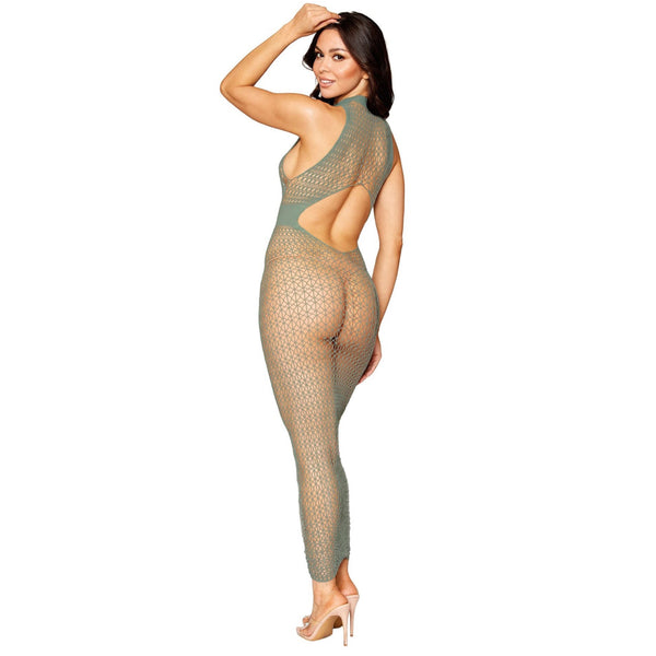Seamless Geometric Fence Net Design Bodystocking Gown