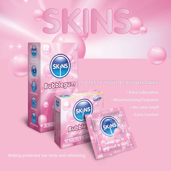 Skins Bubblegum Condoms - 12 Pack - Extreme Toyz Singapore - https://extremetoyz.com.sg - Sex Toys and Lingerie Online Store