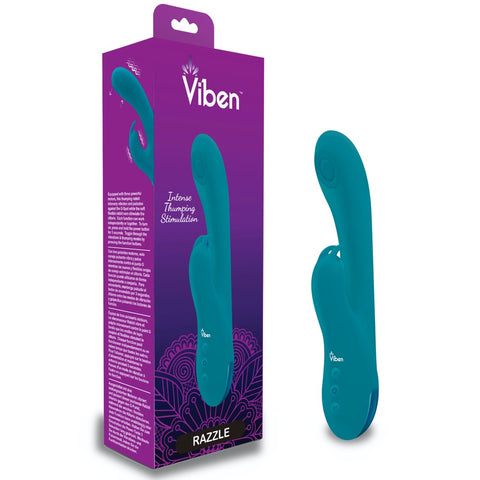 Vieben Razzle Rechargeable Thumping G-Spot Rabbit - Ocean - Extreme Toyz Singapore - https://extremetoyz.com.sg - Sex Toys and Lingerie Online Store - Bondage Gear / Vibrators / Electrosex Toys / Wireless Remote Control Vibes / Sexy Lingerie and Role Play / BDSM / Dungeon Furnitures / Dildos and Strap Ons &nbsp;/ Anal and Prostate Massagers / Anal Douche and Cleaning Aide / Delay Sprays and Gels / Lubricants and more...