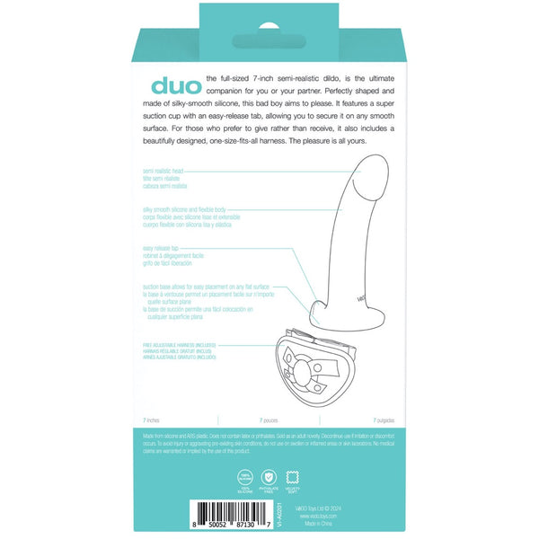 Duo Semi-Realistic Dildo With Harness - Turquoise & Black