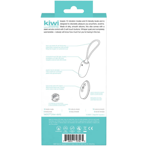 Kiwi Rechargeable Insertable Bullet Vibe with Remote - Turquoise