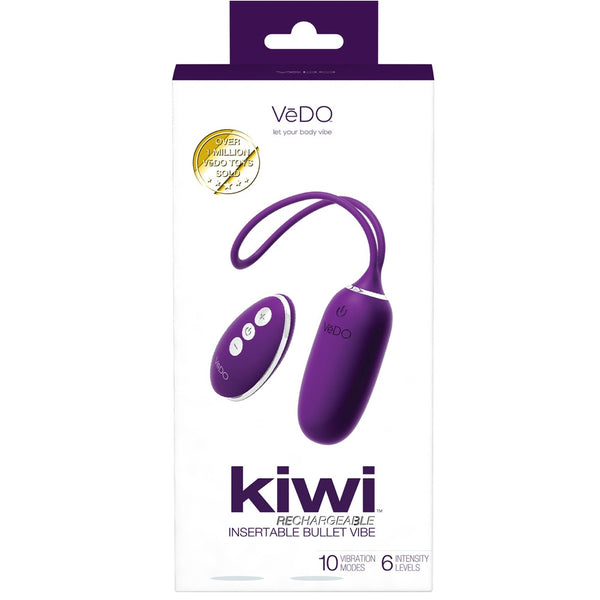 Kiwi Rechargeable Insertable Bullet Vibe with Remote - Purple