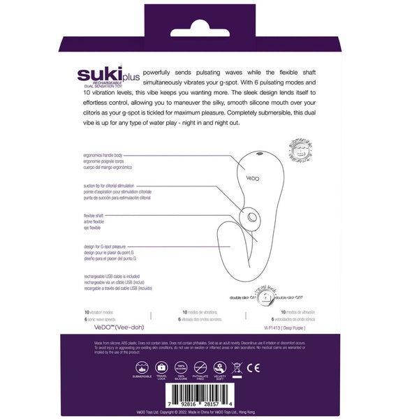 Suki Plus Rechargeable Dual Sonic Vibe - Purple