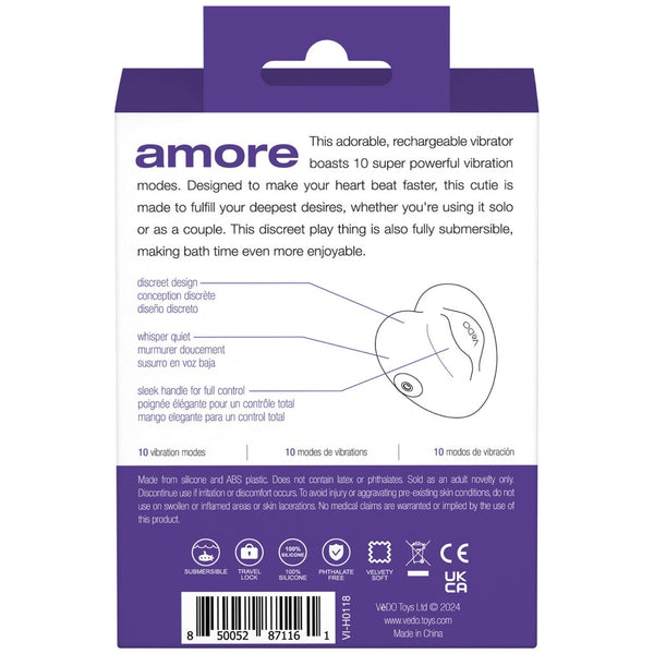 Amore Rechargeable Pleasure Layon Vibe - Purple