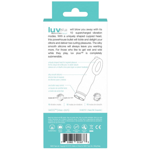 Luv Plus Rechargeable Clitoral Bullet Vibe - Turquoise