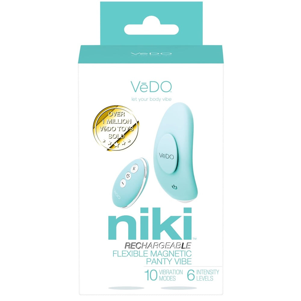 Niki Rechargeable Flexible Magnetic Panty Vibe with Remote - Turquoise