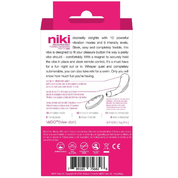 Niki Rechargeable Flexible Magnetic Panty Vibe with Remote - Pink