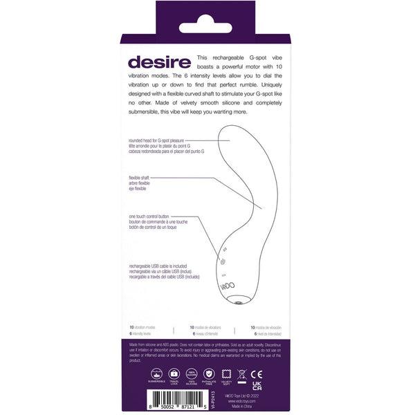 Desire Rechargeable G-Spot Vibe - Purple