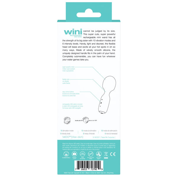 Wini Rechargeable Mini Wand - Turquoise