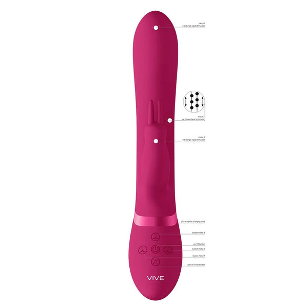 VIVE Amoris Triple-Action Stimulating Rechargeable Beads Rabbit - Pink