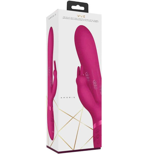 VIVE Amoris Triple-Action Stimulating Rechargeable Beads Rabbit - Pink
