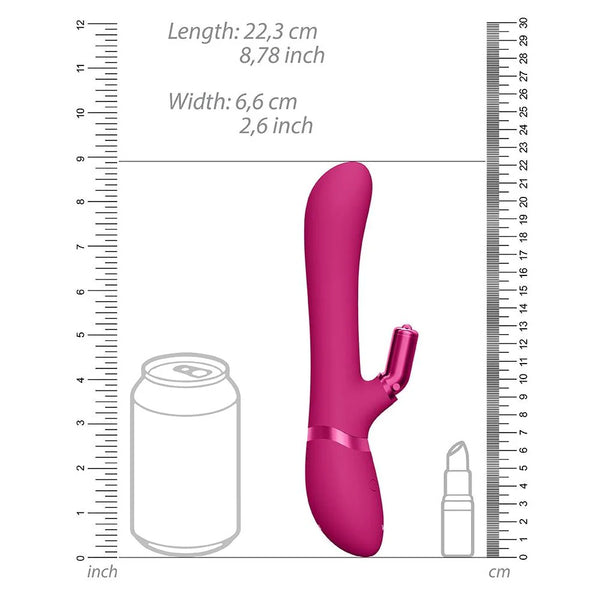 VIVE Chou Double-Action G-Spot Rabbit & Clitoral Stimulator with 4 Attachments - Pink