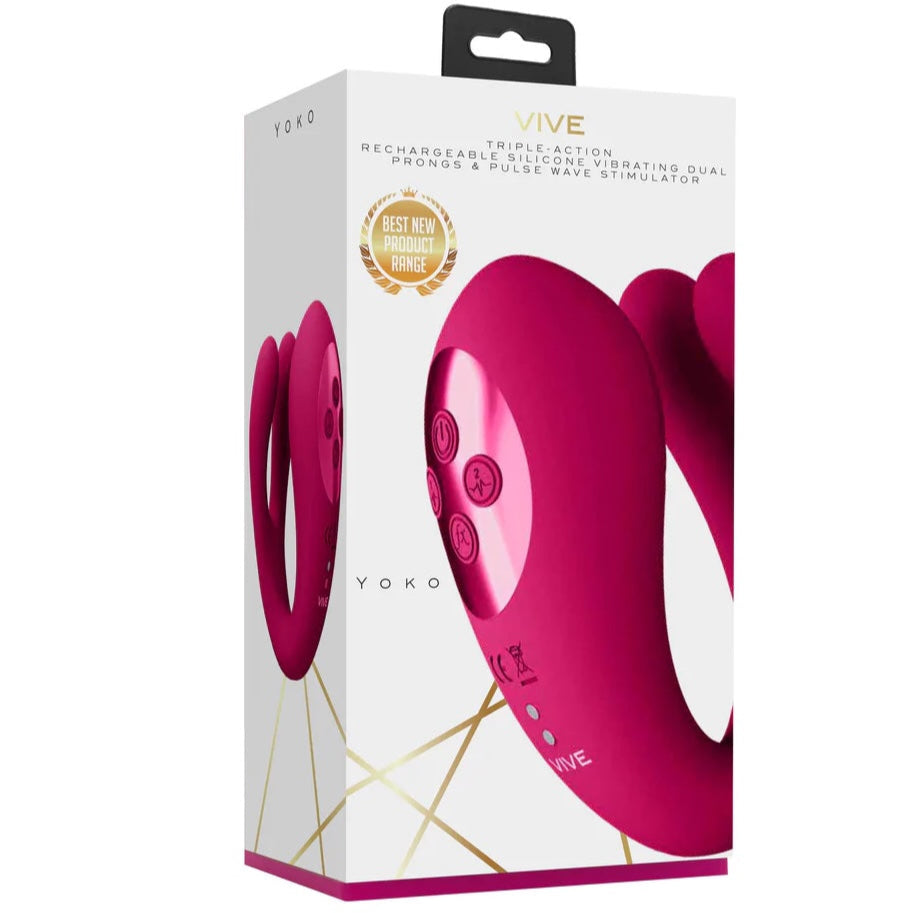 VIVE Yoko Triple Action Vibrator Dual Prongs with Clitoral Pulse Wave