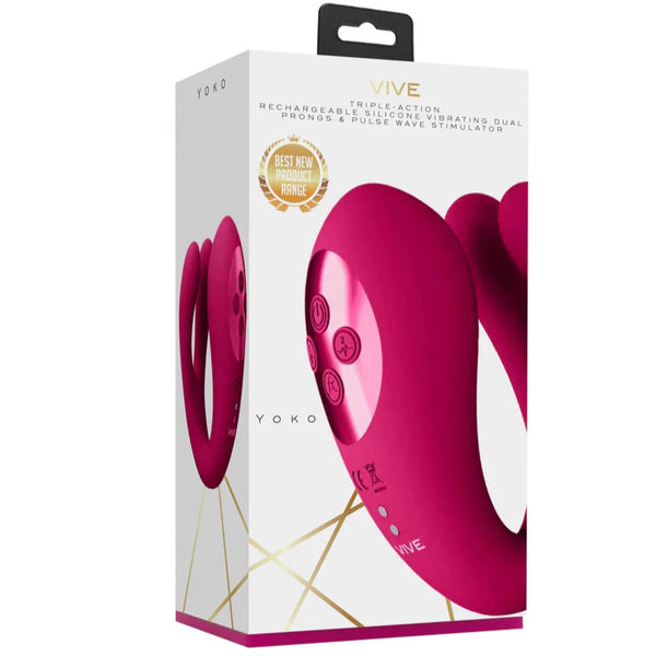 VIVE Yoko Triple Action Vibrator Dual Prongs with Clitoral Pulse Wave