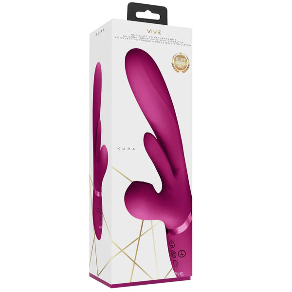 VIVE Kura Thrusting G-Spot Vibrator with Flapping Tongue & Pulse Wave Stimulator